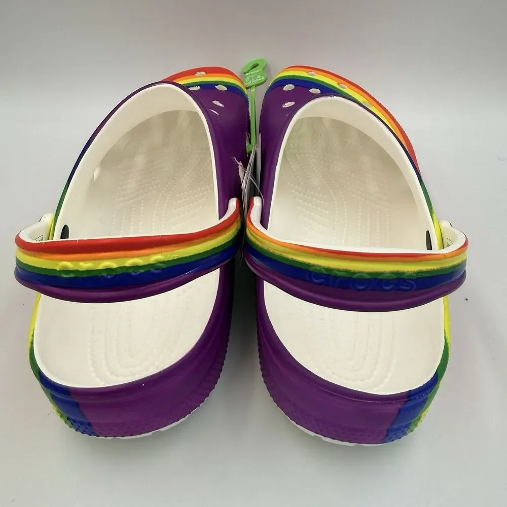 Crocs Classic Rainbow Dye Clogs Men Size 11 Colorful Comfort Slip-on Shoes READ